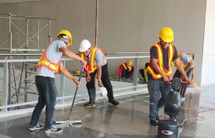 Thorough post-construction cleaning service to remove dust and debris