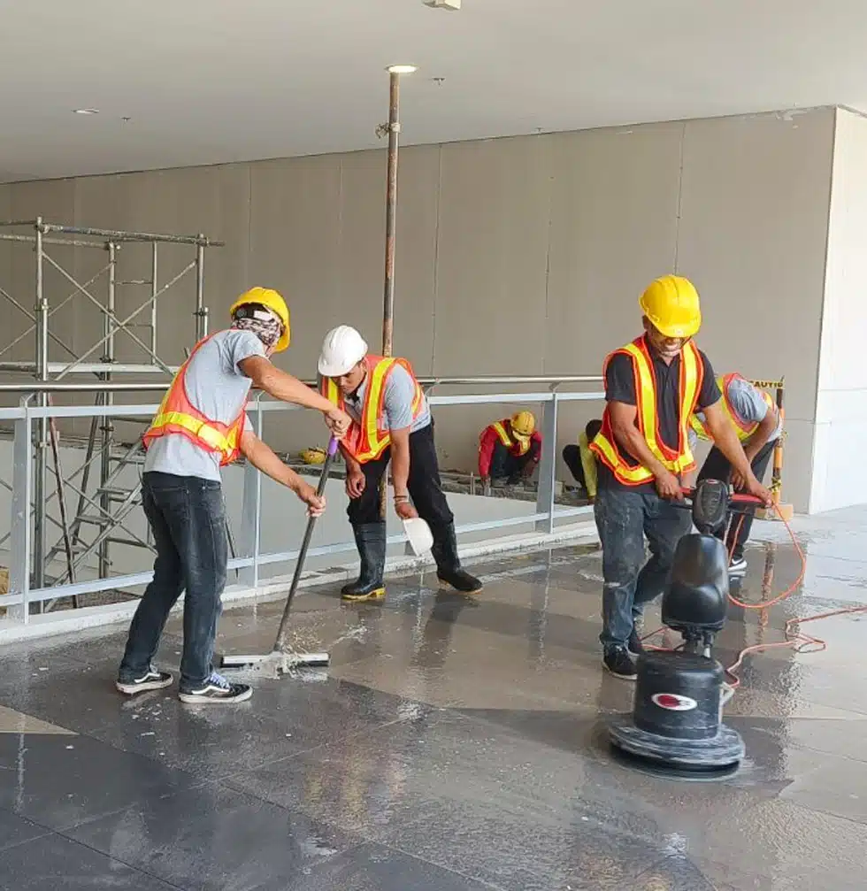 Thorough post-construction cleaning service to remove dust and debris